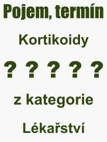 Co je to Kortikoidy? Vznam slova, termn, Odborn vraz, definice slova Kortikoidy. Co znamen pojem Kortikoidy z kategorie Lkastv?