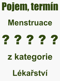 Co je to Menstruace? Vznam slova, termn, Odborn vraz, definice slova Menstruace. Co znamen pojem Menstruace z kategorie Lkastv?