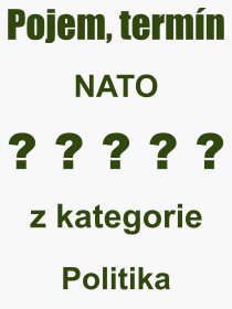 Co je to NATO? Vznam slova, termn, Odborn vraz, definice slova NATO. Co znamen slovo NATO z kategorie Politika?