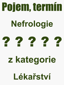 Co je to Nefrologie? Vznam slova, termn, Odborn vraz, definice slova Nefrologie. Co znamen pojem Nefrologie z kategorie Lkastv?