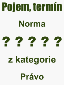 Co je to Norma? Význam slova, termín, Definice výrazu Norma. Co znamená odborný pojem Norma z kategorie Právo?