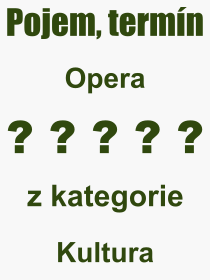 Co je to Opera? Význam slova, termín, Odborný výraz, definice slova Opera. Co znamená slovo Opera z kategorie Kultura?