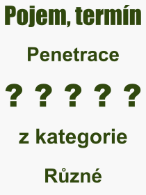 Co je to Penetrace? Vznam slova, termn, Definice vrazu Penetrace. Co znamen odborn pojem Penetrace z kategorie Rzn?