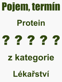 Co je to Protein? Vznam slova, termn, Definice vrazu, termnu Protein. Co znamen odborn pojem Protein z kategorie Lkastv?