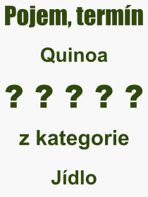 Co je to Quinoa? Význam slova, termín, Výraz, termín, definice slova Quinoa. Co znamená odborný pojem Quinoa z kategorie Jídlo?