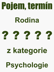 Co je to Rodina? Vznam slova, termn, Odborn vraz, definice slova Rodina. Co znamen slovo Rodina z kategorie Psychologie?