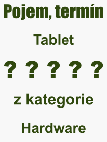 Pojem, výraz, heslo, co je to Tablet? 