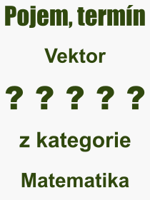 Co je to Vektor? Význam slova, termín, Definice výrazu Vektor. Co znamená odborný pojem Vektor z kategorie Matematika?
