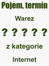 Co je to Warez? Vznam slova, termn, Vraz, termn, definice slova Warez. Co znamen odborn pojem Warez z kategorie Internet?