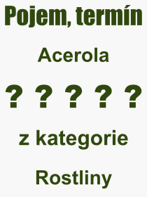 Co je to Acerola? Význam slova, termín, Výraz, termín, definice slova Acerola. Co znamená odborný pojem Acerola z kategorie Rostliny?