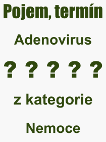 Co je to Adenovirus? Význam slova, termín, Výraz, termín, definice slova Adenovirus. Co znamená odborný pojem Adenovirus z kategorie Nemoce?