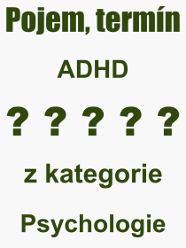 Pojem, vraz, heslo, co je to ADHD? 