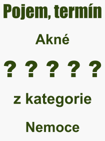 Co je to Akné? Význam slova, termín, Výraz, termín, definice slova Akné. Co znamená odborný pojem Akné z kategorie Nemoce?