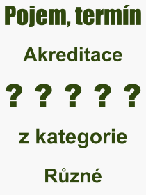 Co je to Akreditace? Vznam slova, termn, Odborn termn, vraz, slovo Akreditace. Co znamen pojem Akreditace z kategorie Rzn?