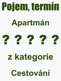 Co je to Apartmán? Význam slova, termín, Výraz, termín, definice slova Apartmán. Co znamená odborný pojem Apartmán z kategorie Cestování?