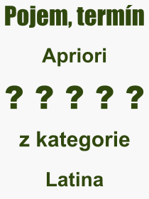 Co je to Apriori? Význam slova, termín, Výraz, termín, definice slova Apriori. Co znamená odborný pojem Apriori z kategorie Latina?