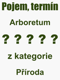 Co je to Arboretum? Vznam slova, termn, Odborn termn, vraz, slovo Arboretum. Co znamen pojem Arboretum z kategorie Proda?