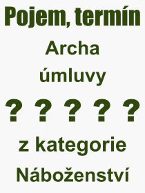 Co je to Archa úmluvy? Význam slova, termín, Odborný výraz, definice slova Archa úmluvy. Co znamená pojem Archa úmluvy z kategorie Náboženství?