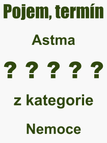 Co je to Astma? Význam slova, termín, Výraz, termín, definice slova Astma. Co znamená odborný pojem Astma z kategorie Nemoce?