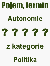 Co je to Autonomie? Vznam slova, termn, Definice vrazu, termnu Autonomie. Co znamen odborn pojem Autonomie z kategorie Politika?