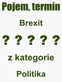 Co je to Brexit? Vznam slova, termn, Definice vrazu Brexit. Co znamen odborn pojem Brexit z kategorie Politika?