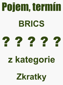 Co je to BRICS? Význam slova, termín, Definice výrazu, termínu BRICS. Co znamená odborný pojem BRICS z kategorie Zkratky?