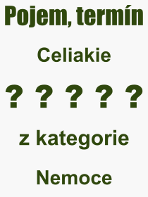Co je to Celiakie? Význam slova, termín, Výraz, termín, definice slova Celiakie. Co znamená odborný pojem Celiakie z kategorie Nemoce?