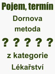 Pojem, v�raz, heslo, co je to Dornova metoda? 