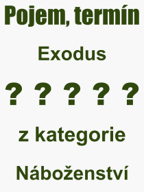 Co je to Exodus? Vznam slova, termn, Vraz, termn, definice slova Exodus. Co znamen odborn pojem Exodus z kategorie Nboenstv?