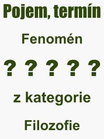 Co je to Fenomén? Význam slova, termín, Odborný výraz, definice slova Fenomén. Co znamená pojem Fenomén z kategorie Filozofie?
