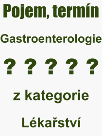Co je to Gastroenterologie? Vznam slova, termn, Definice odbornho termnu, slova Gastroenterologie. Co znamen pojem Gastroenterologie z kategorie Lkastv?