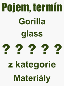 Co je to Gorilla glass? Význam slova, termín, Výraz, termín, definice slova Gorilla glass. Co znamená odborný pojem Gorilla glass z kategorie Materiály?