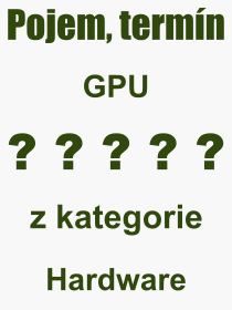 Pojem, výraz, heslo, co je to GPU? 