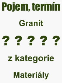 Co je to Granit? Význam slova, termín, Výraz, termín, definice slova Granit. Co znamená odborný pojem Granit z kategorie Materiály?