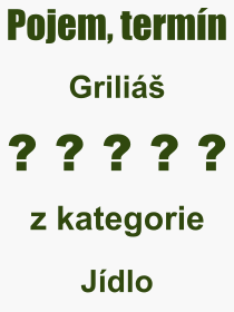 Co je to Griliáš? Význam slova, termín, Výraz, termín, definice slova Griliáš. Co znamená odborný pojem Griliáš z kategorie Jídlo?