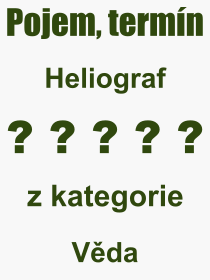 Co je to Heliograf? Význam slova, termín, Výraz, termín, definice slova Heliograf. Co znamená odborný pojem Heliograf z kategorie Věda?