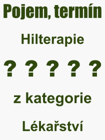 Co je to Hilterapie? Význam slova, termín, Výraz, termín, definice slova Hilterapie. Co znamená odborný pojem Hilterapie z kategorie Lékařství?