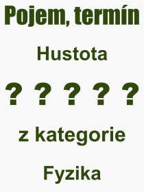 Co je to Hustota? Vznam slova, termn, Definice odbornho termnu, slova Hustota. Co znamen pojem Hustota z kategorie Fyzika?