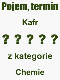 Co je to Kafr? Význam slova, termín, Výraz, termín, definice slova Kafr. Co znamená odborný pojem Kafr z kategorie Chemie?