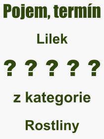 Co je to Lilek? Význam slova, termín, Výraz, termín, definice slova Lilek. Co znamená odborný pojem Lilek z kategorie Rostliny?