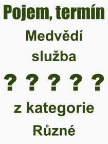 Co je to Medvd sluba? Vznam slova, termn, Definice odbornho termnu, slova Medvd sluba. Co znamen pojem Medvd sluba z kategorie Rzn?