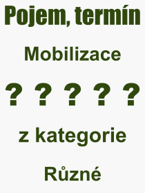 Co je to Mobilizace? Vznam slova, termn, Definice odbornho termnu, slova Mobilizace. Co znamen pojem Mobilizace z kategorie Politika?