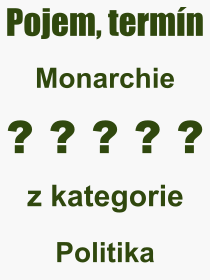 Co je to Monarchie? Vznam slova, termn, Odborn vraz, definice slova Monarchie. Co znamen pojem Monarchie z kategorie Politika?
