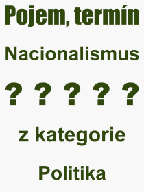 Co je to Nacionalismus? Význam slova, termín, Definice výrazu, termínu Nacionalismus. Co znamená odborný pojem Nacionalismus z kategorie Politika?