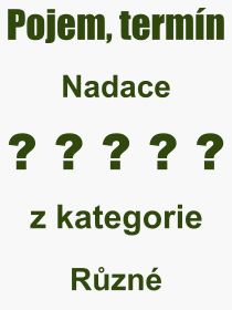 Co je to Nadace? Vznam slova, termn, Definice vrazu Nadace. Co znamen odborn pojem Nadace z kategorie Rzn?