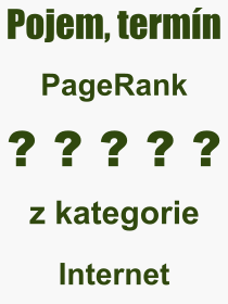 Co je to PageRank? Význam slova, termín, Výraz, termín, definice slova PageRank. Co znamená odborný pojem PageRank z kategorie Internet?