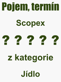 Co je to Scopex? Vznam slova, termn, Vraz, termn, definice slova Scopex. Co znamen odborn pojem Scopex z kategorie Jdlo?