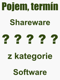 Co je to Shareware? Vznam slova, termn, Odborn vraz, definice slova Shareware. Co znamen pojem Shareware z kategorie Software?