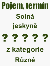 Co je to Soln jeskyn? Vznam slova, termn, Vraz, termn, definice slova Soln jeskyn. Co znamen odborn pojem Soln jeskyn z kategorie Rzn?