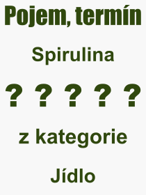 Co je to Spirulina? Vznam slova, termn, Definice vrazu Spirulina. Co znamen odborn pojem Spirulina z kategorie Jdlo?